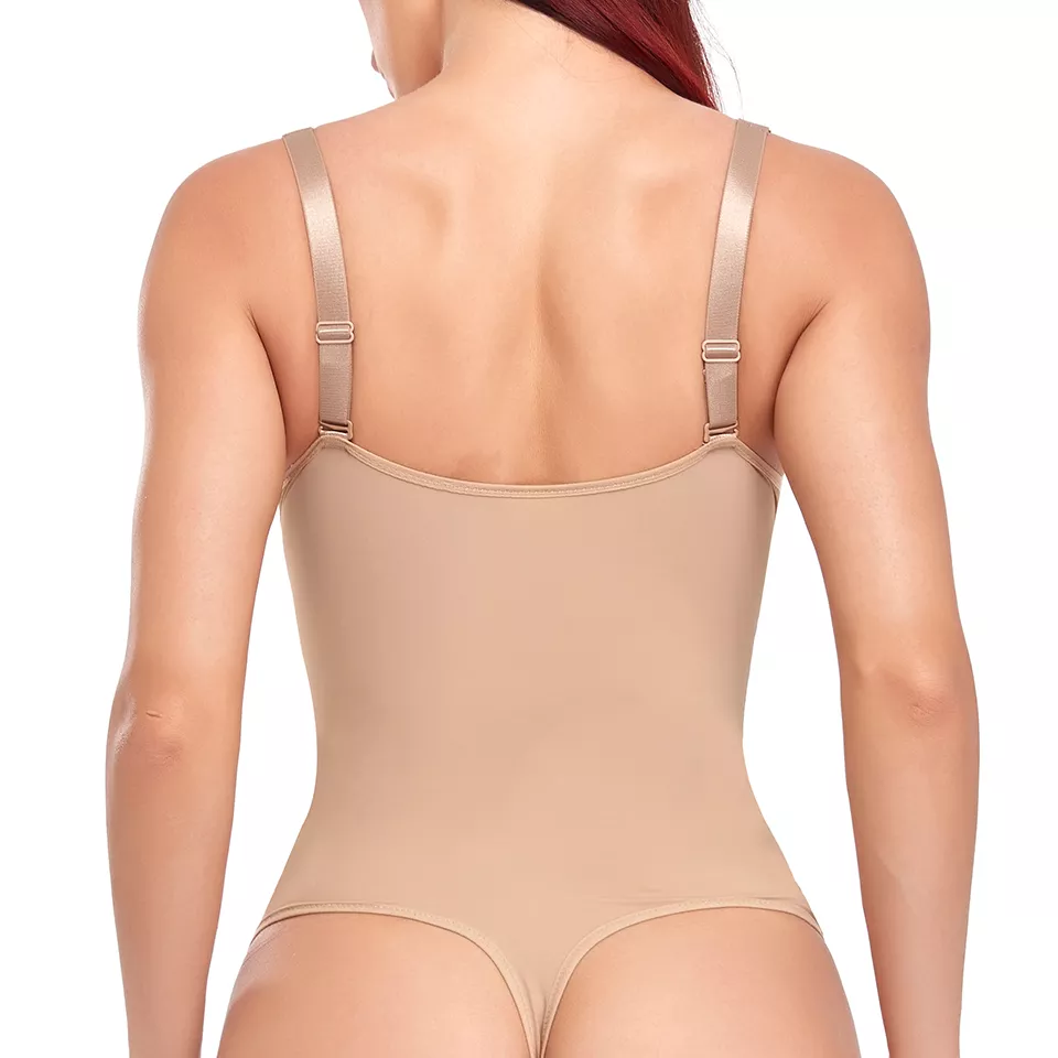 Shapewear Bodysuit Thong Shaper for Women Waist Trainer Body Shaper Deep V Neck Slimming Underwear Built-in Bra Camisoles Tops
