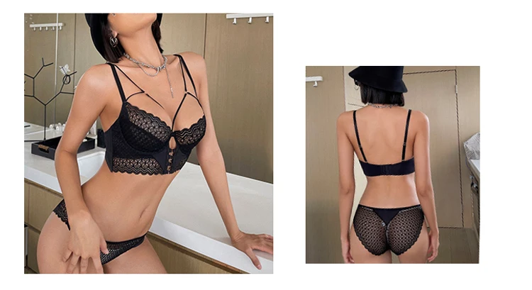 CINOON Top Classic Bandage Bra Set Push Up Brassiere Ultra-thin Lace Lingerie Set Sexy Transparent Panties For Women Underwear