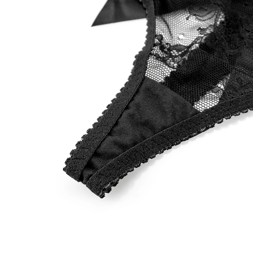 Thong For Women Lace Panties Sexy Ladies Big Bow Low Rise Underwear Solid Comfort Female Underpants Lingerie S-XXL 2PCS