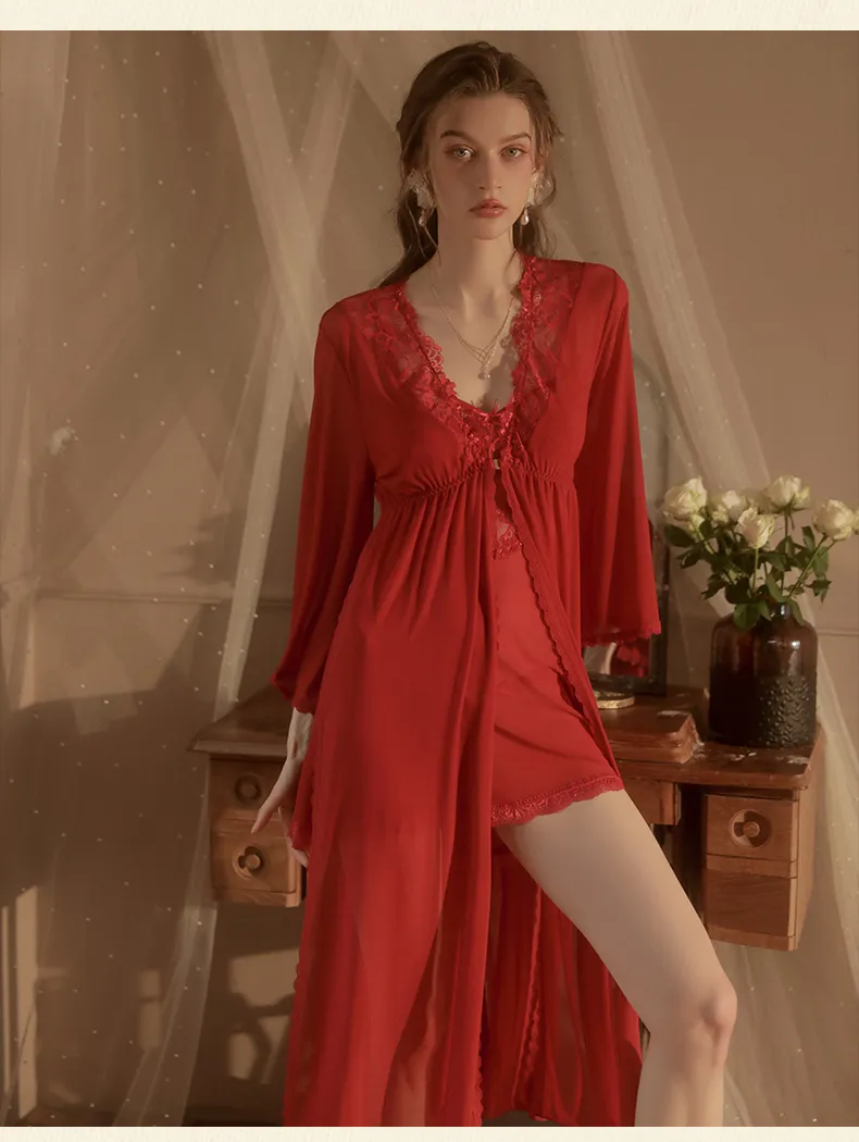 Women' Silk Satin Pajamas Set 3 Piece Lingerie Floral Lace Cami Sleepwear with Slip Coat