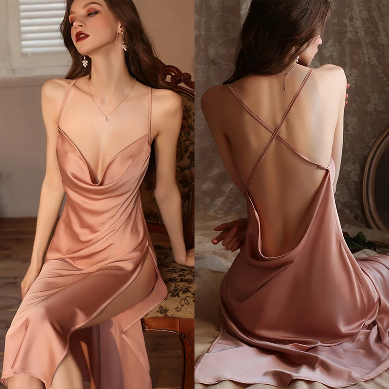 Night Dress Sexy Women Sleepwear Suspender Nightdress Home Suit Lingerie Backless Camisolas Nightgown Sleep Tops 2022 Summer