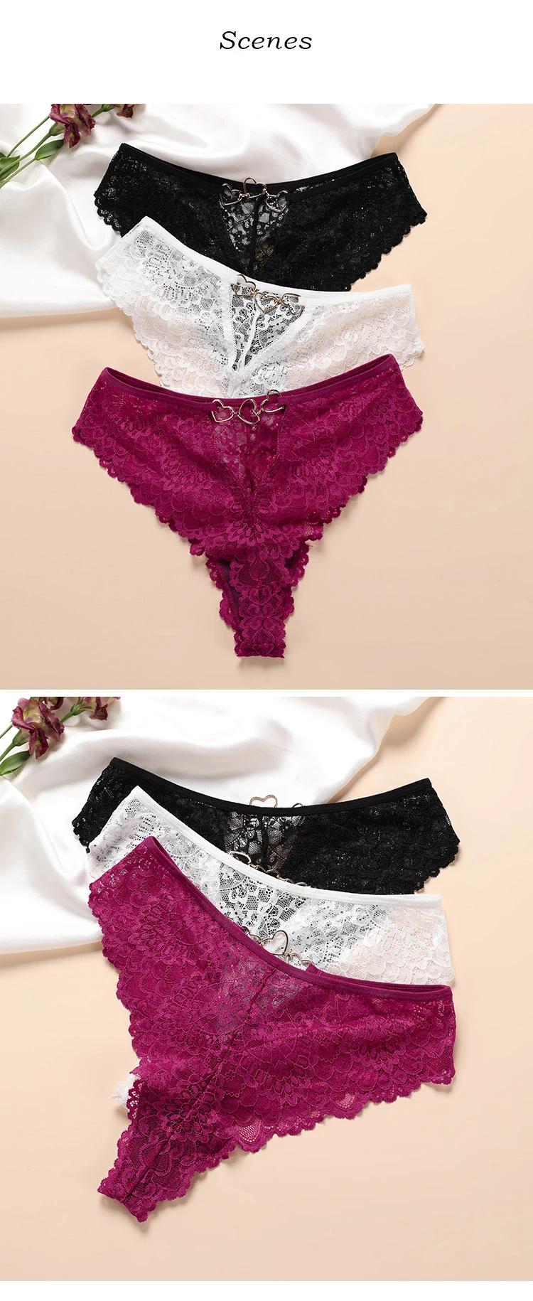 FELINUS Women Sexy Lace Lingerie Temptation Low-waist Panties Embroidery Thong Transparent Hollow out Underwear Female G String
